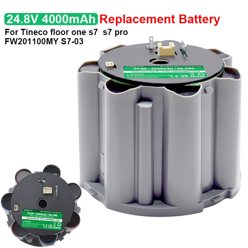 PALO 24.8V 4000mAh Li-ion Replacement Battery For Tineco Floor One S7 S7 Pro FW201100MY Parts Model S7-03 Vacuum Cleaner
