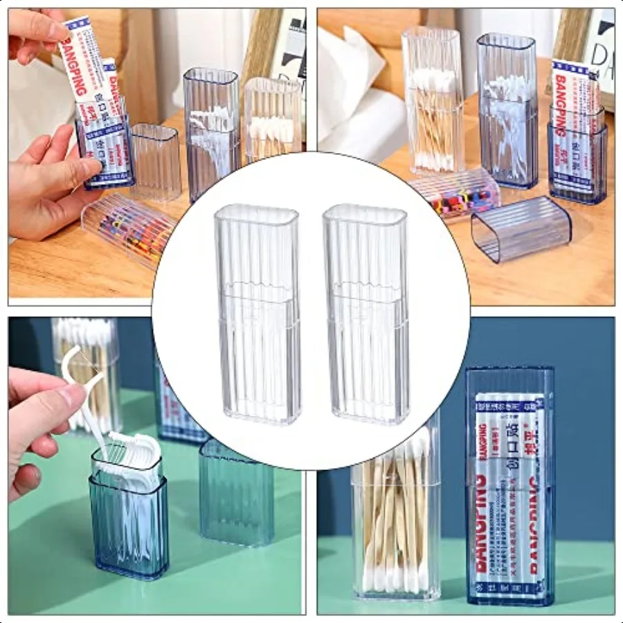 JIEDALIN 4 Pcs Cotton Swab Holder for Travel Mini Travel Swab Case Cotton Swab Box for Makeup Sponge Cotton Swabs Hair Ties Flo