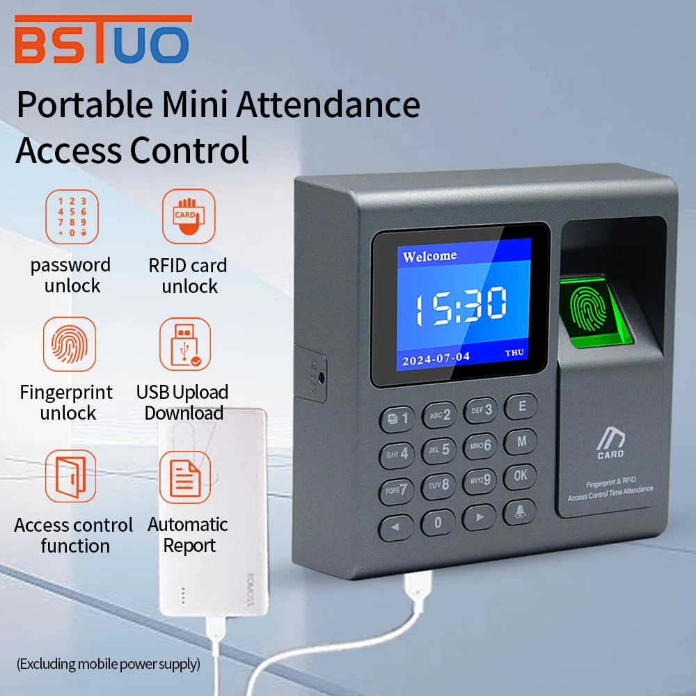 

F30 Fingerprint Attendance Machine Keypad Office Employee Access Control System Electric Time Clock Recorder USB Data with Keys