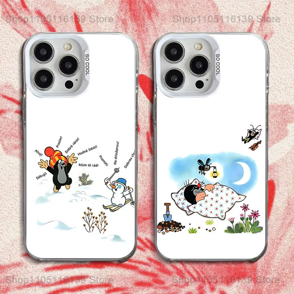 

Littles Cartoon Mole Phone Case For iPhone 17,16,15,14,13,12,11,Pro,XS,Max,Plus,Mini,SE White Candy Matte Shockproof Cover