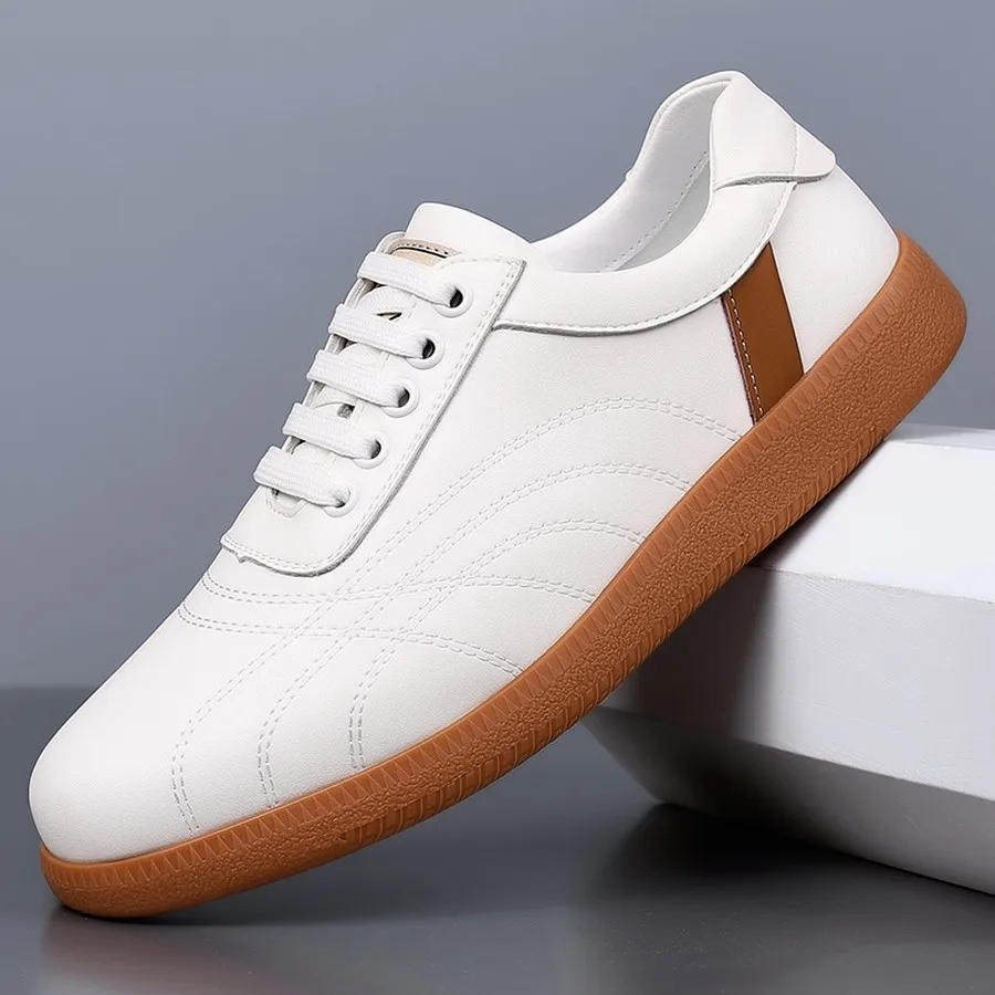 Men's Low-Top Lace-Up Casual Sneakers, Solid Color, Round Toe, Everyday Outdoor Sport for Spring and Fall