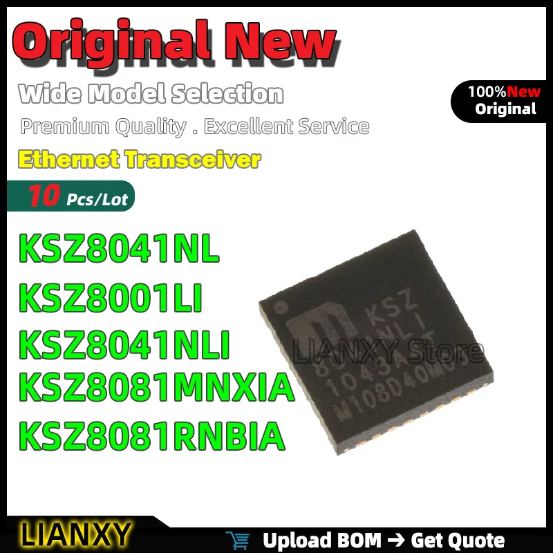 10pcs QFN-32 KSZ8041NL KSZ8001LI KSZ8041NLI KSZ8081MNXIA KSZ8081RNBIA Ethernet Transceiver New Original