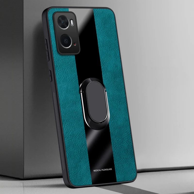 Ring Holder Leather Case For OPPO A36 A76 A96 4G Back Cover Luxury Magnetic Silicone Protection Phone Case For OPPO A96 5G Coque