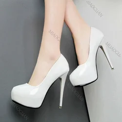 Women Super High Heel Shoes Sexy Platform Patent Leather Stiletto Shallow Pumps Shoes Nightclub Party Dress 16cm Heels for Women