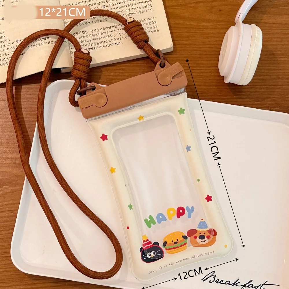 

Transparent Waterproof Mobile Phone Bag PVC Double Hanging Rope Floating Phone Dry Cover Diving Skiing Swimming Touch Screen