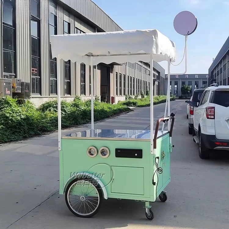 

WEBETTER Hand Push Ice Cream Display Snack Juice Food Cart Beach Gelato Trolley Cart