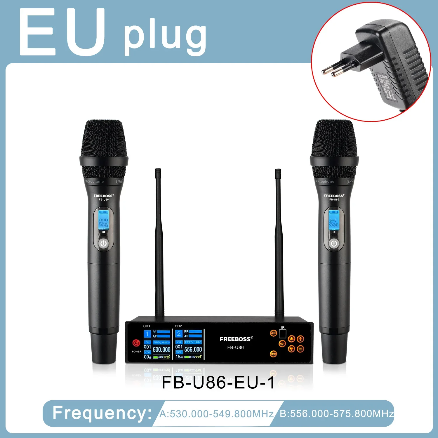 FREEBOSS TFT Screen 2 Way UHF Wireless Microphone Adjustment