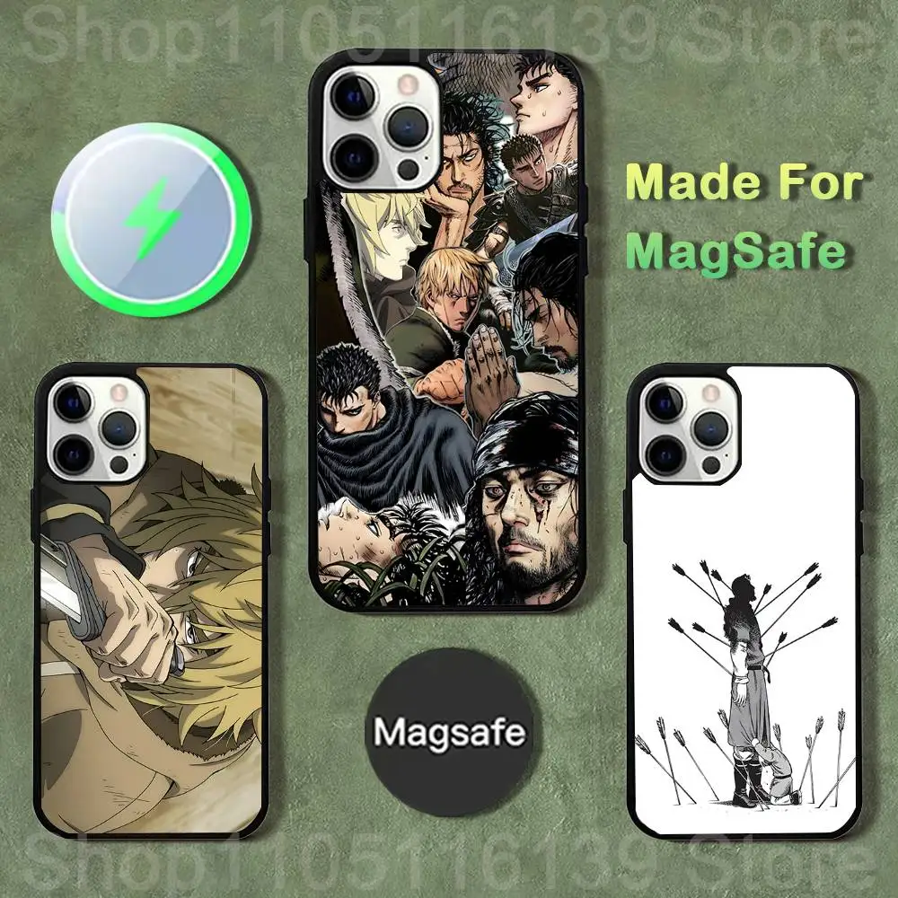 

Чехол для телефона V-Vinland S-Sagas Manga для iPhone 17,16,15,14,13,12,11, Pro, Max, Plus, Mini, SE4, E с магнитной беспроводной зарядкой Magsafe