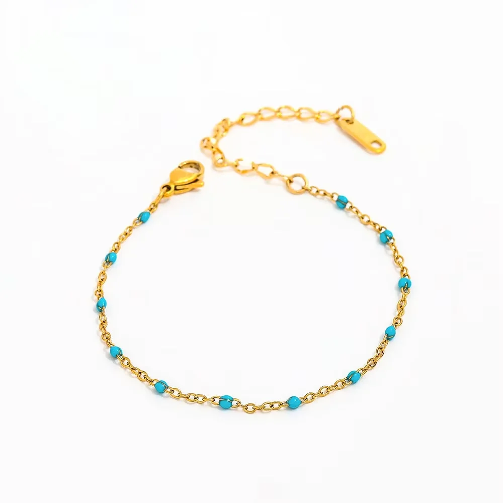 

Joolim Jewelry High End PVD Wholesale Waterproof&No Fade Fashion Dainty Colorful Epoxy Bead Stainless Steel Bracelet for Women