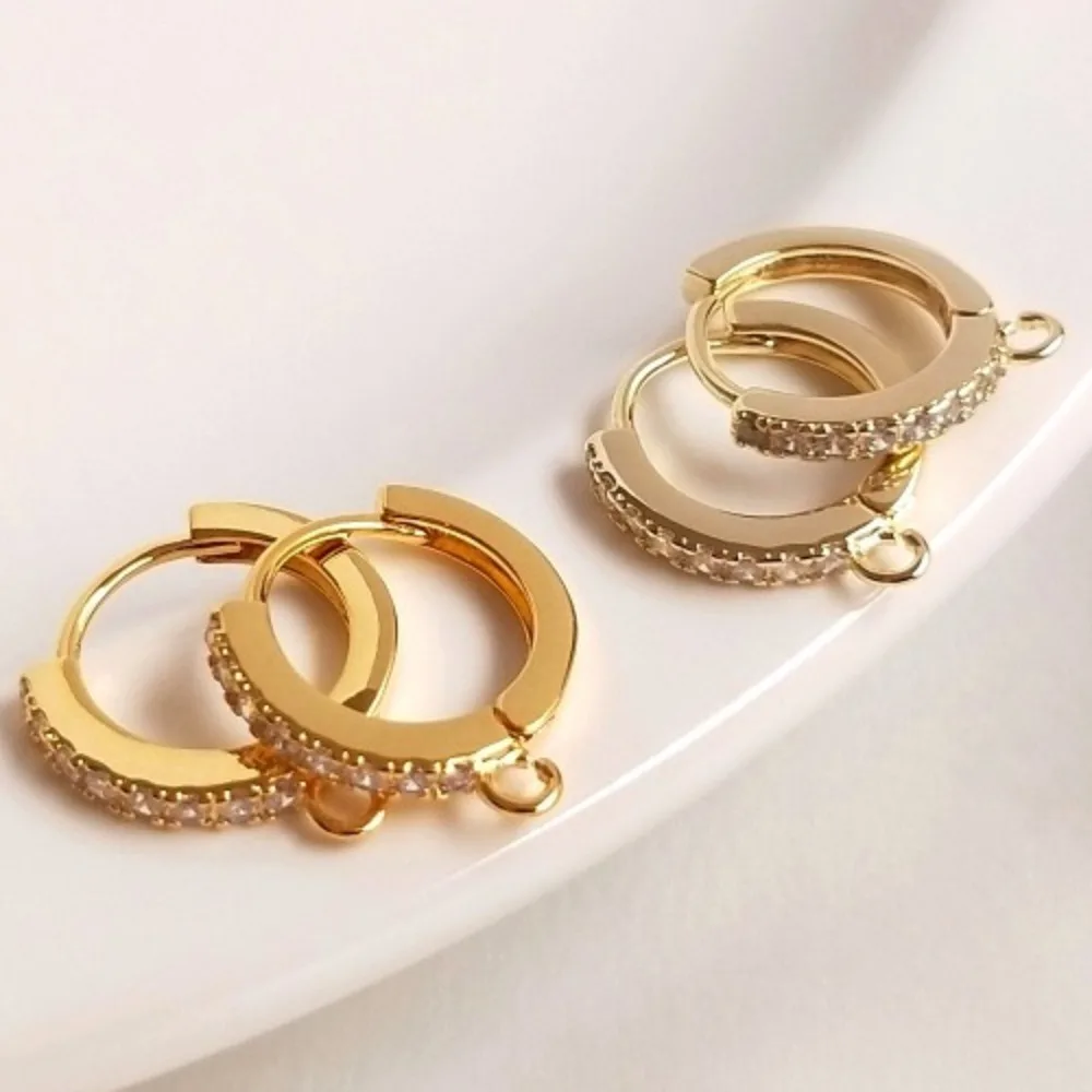 

Copper 14K18K Gold Color Inlaid Zircon Earrings with Ear Buckles DIY Handmade Earrings Accessories