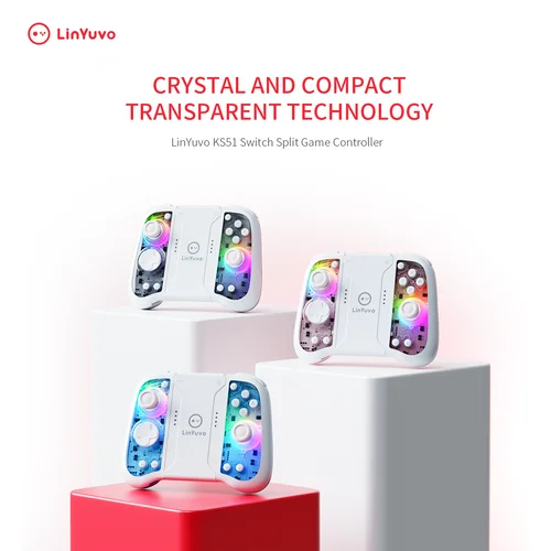 Imagen 2 del producto LinYuvo KS51 Joycon para Nintendo Switch/OLED con efecto Hall controlador inalámbrico portátil Splitable Macro 7 colores RGB GamePad