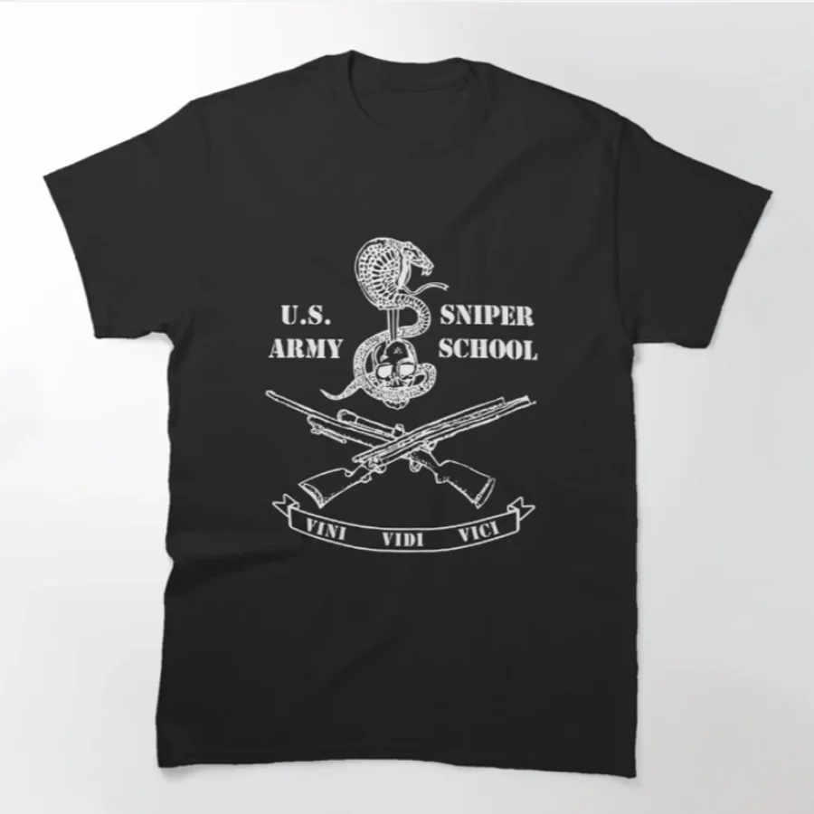 US Army Sniper School Vini Vidi Vici T-Shirt 100% Cotton O-Neck Summer Short Sleeve Casual Mens T-shirt Size S-3XL