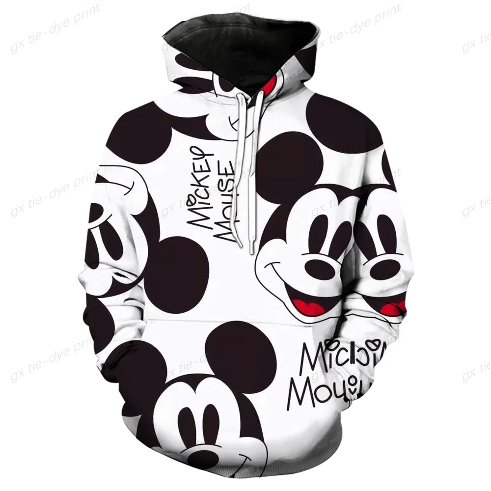 Disney Boys and Girls Hoodies Mickey Minnie Men's Hoodies 3D Printed Pullovers New Oversized Men's Hoodies MINISO Men's Clothing