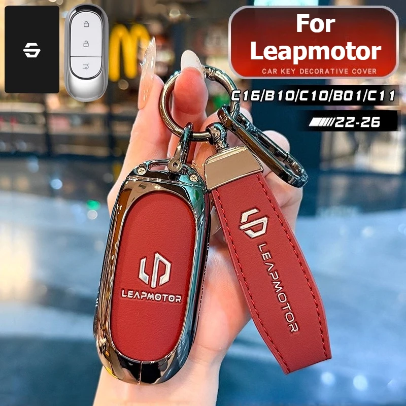 

Чехол для ключей от автомобиля для Leapmotor B10 B01 C10 C16 T03 S01 C11 C01 Кожаный чехол для ключей из цинкового сплава, держатель для ключей, аксессуары