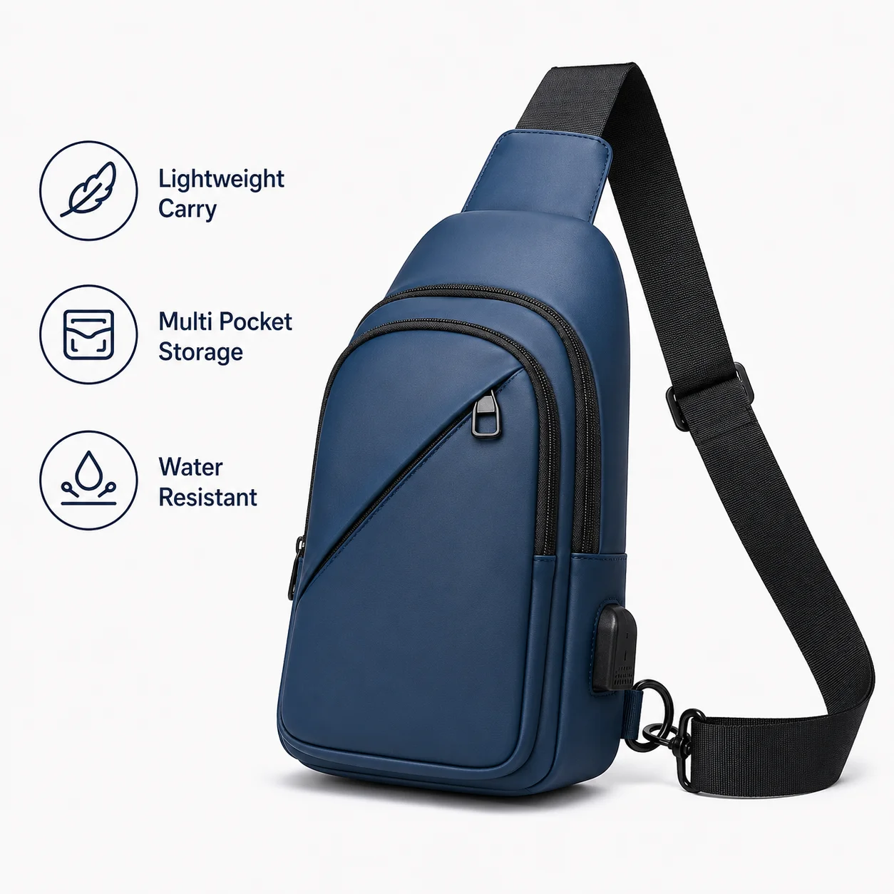 Geestock Chest Bag Casual Mens Multi Pocket Crossbody Lightweight Water Resistant Sling Bag For Outdoor Travel Work Daily Commut