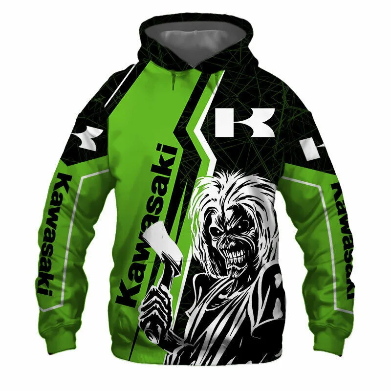 3D Men's Long Sleeve Hoodie Kawasaki Motorcycle Sports Cycling Hoodie Children's Adult Motorcycle Enthusiast Casual Shirt image 2