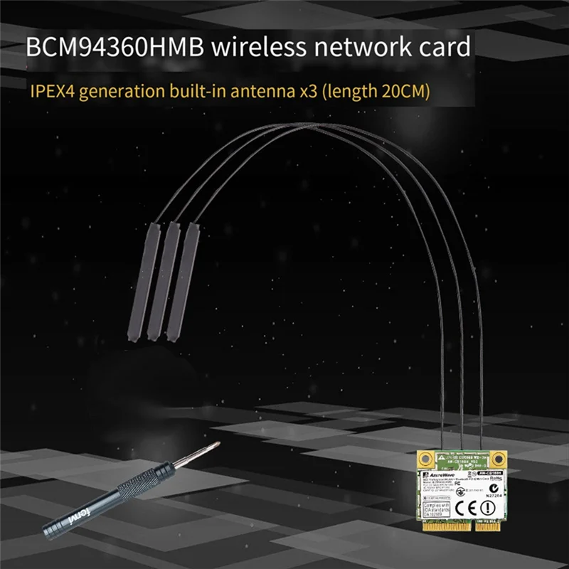 

Y43A-Broadcom Чип NIC BCM94360HMB Ноутбук Gigabit AC1300M Bluetooth 4.0 Беспроводная сетевая микросхема Интерфейс PCI-E NIC