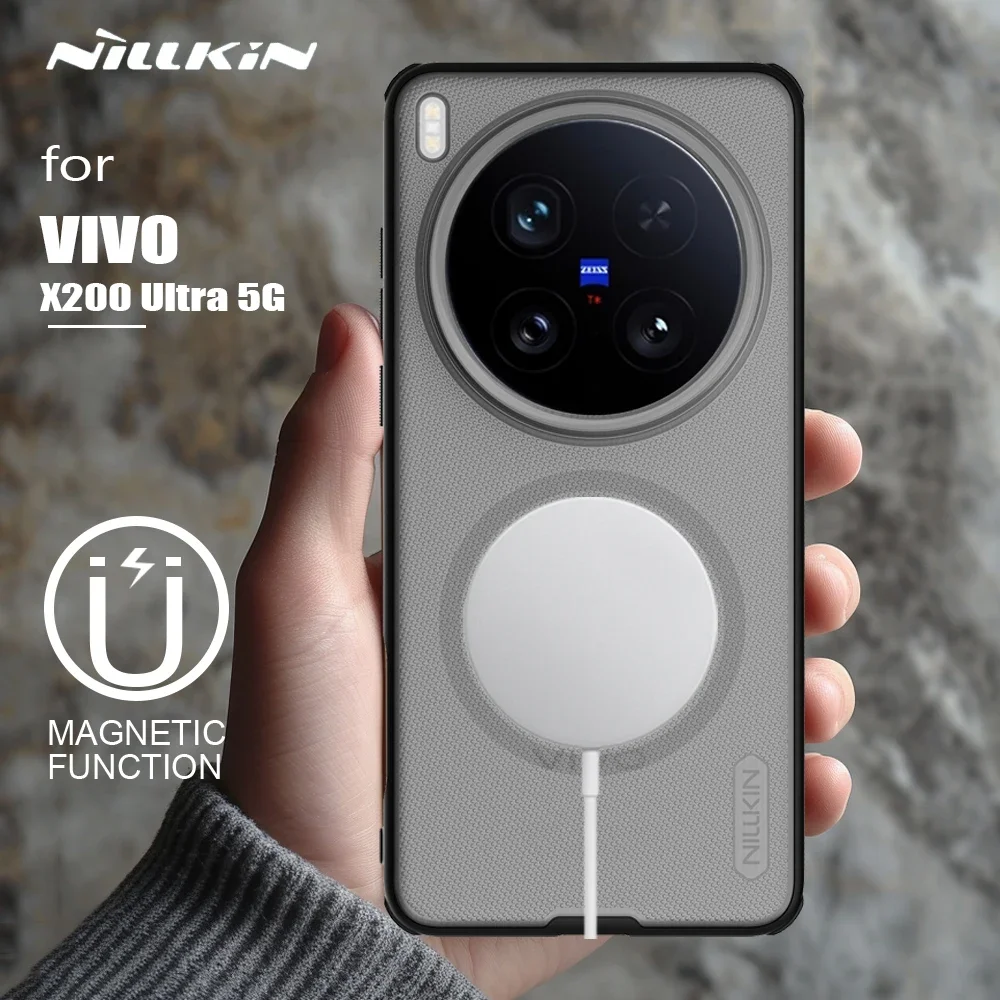 

Nillkin for Vivo X200 Ultra 5G Case Super Frosted Shield Pro Magnetic Clear Black Hard PC Back Cover Protection