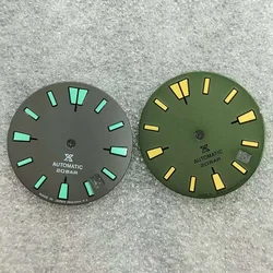 Nh35 dial preto azul exército verde vintage dial nh36 modificação data verde luminoso mostrador mecânico 28.5mm se encaixa no movimento nh35