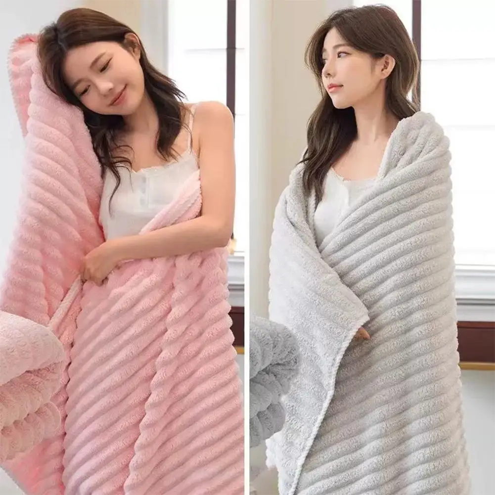 Soft Bath Towels Coral Fleece Quick Dry Fast Absorbent Thickened Candy Stripe Beach Towel For Couple Home Bathroom Travel