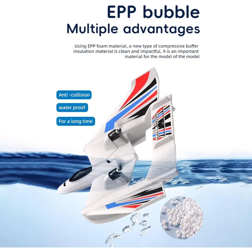 3-in-1 Multi-Terrain RC Airplane: Water, Land, and Air Capabilities with 2.4GHz 2CH Radio Control and Gyroscope Stabilization