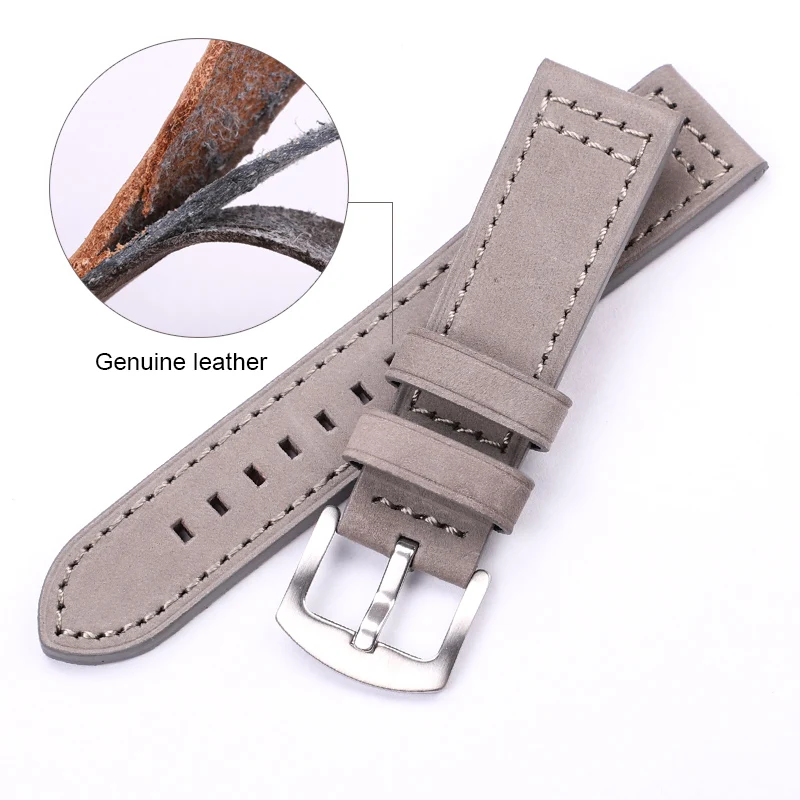 Genuine Leather Watch Band Strap Quick Release Vintage Watchband Metal Buckle Wristband Belt Accessories 18mm 20mm 22mm 24mm