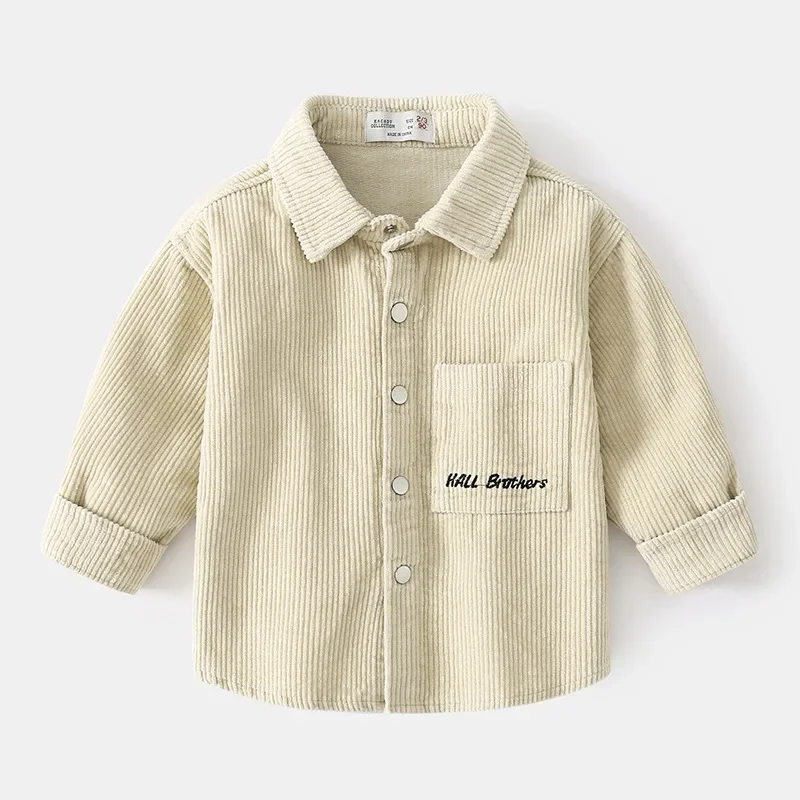

Corduroy Boys Cardigan Baby Boys Shirts Long Sleeve School Blouse Kids White Shirt for Toddler Boys Blouse Children Tops New