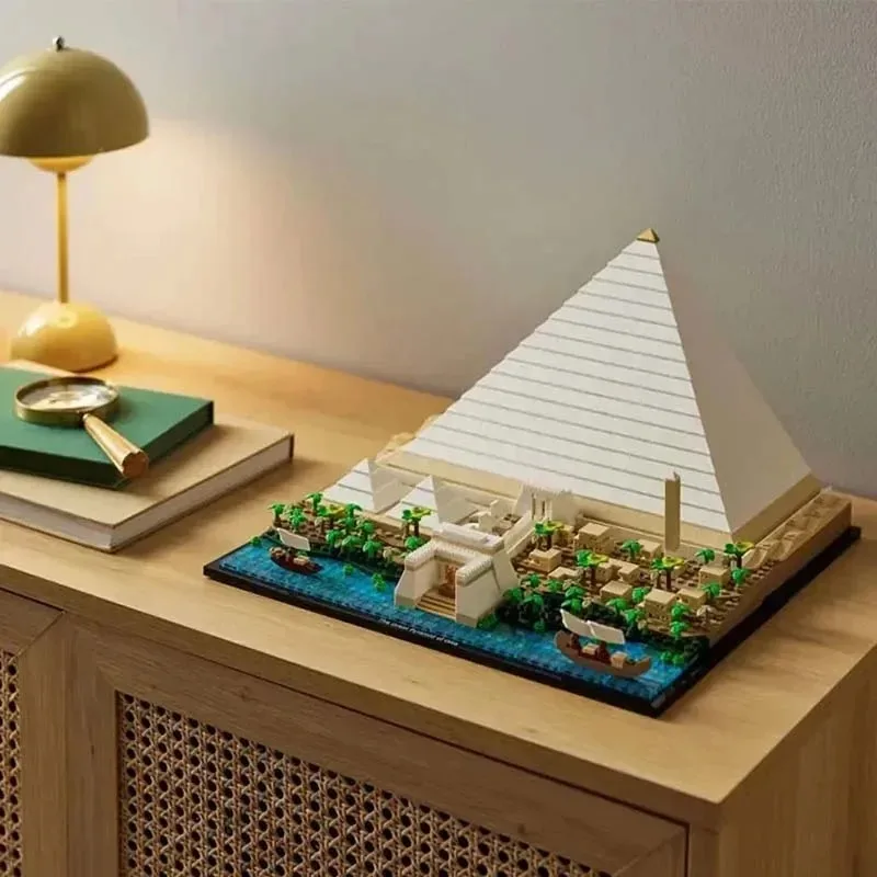 1476PCS ギザの大ピラミッド MOC ビルディングセット (互換性のある 21058) - 都市ストリートビュー付き古代エジプト建築モデル、STEM
