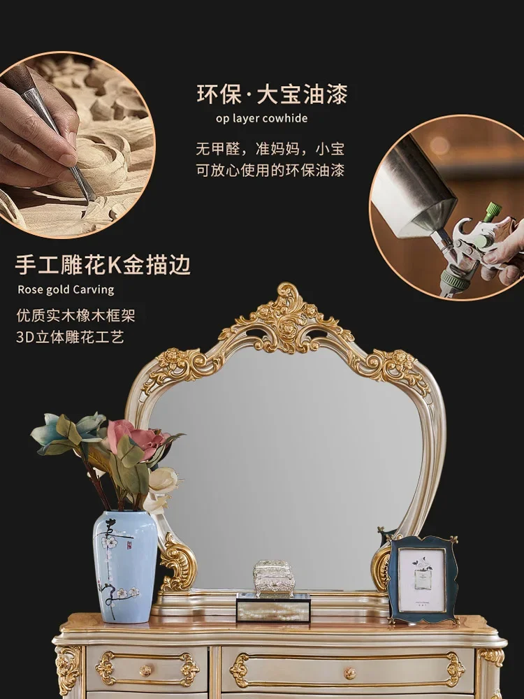 Farina European dressing table villa Champagne Golden Princess with mirror makeup table makeup chair storage bedroom furniture