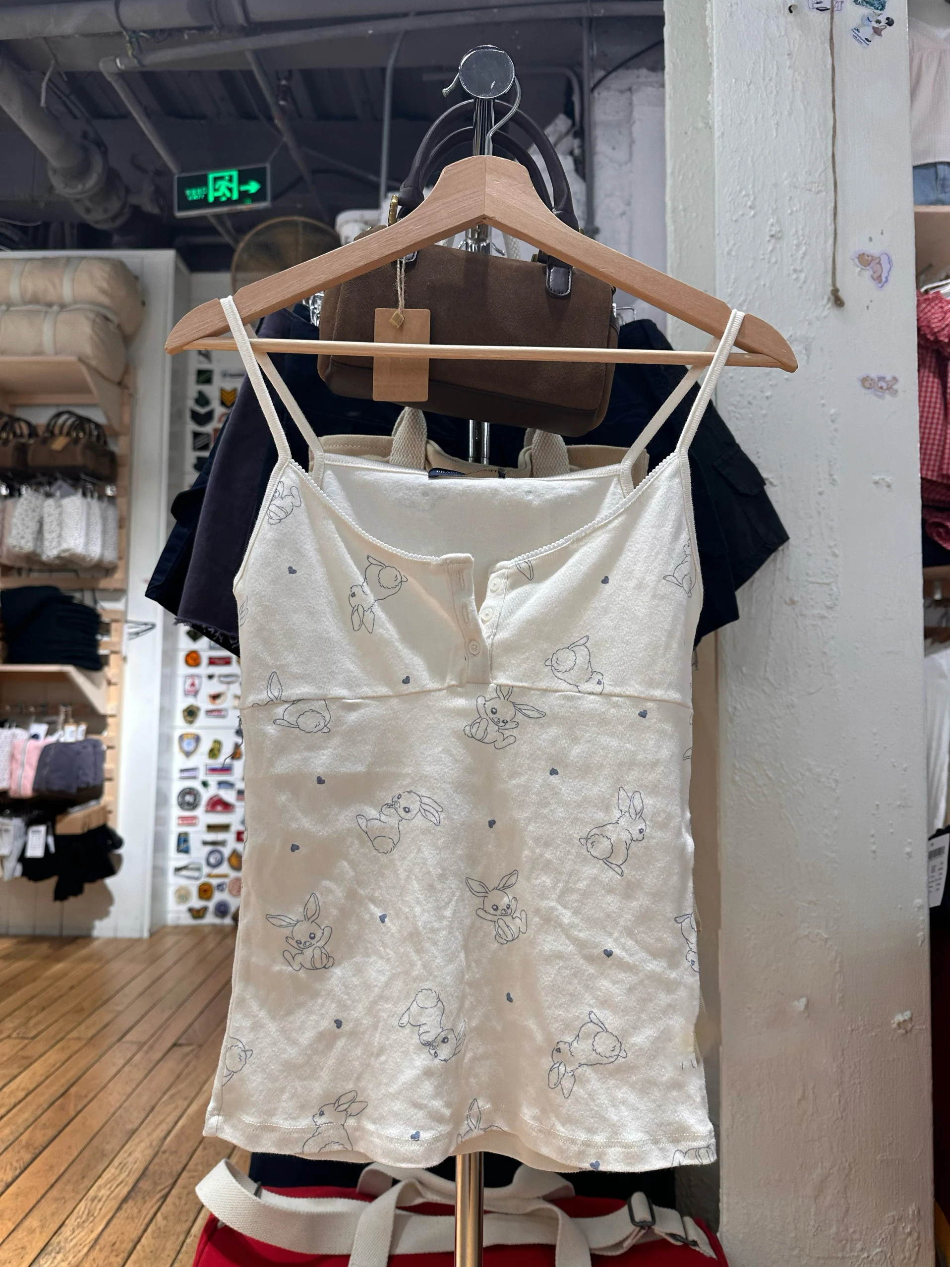 토끼 프린트 코튼 슬림 탱크탑 여성 여름 3버튼 레이스 트림 캐미솔 스윗 귀여운 캐주얼 민소매 베스트 Y2k 탑 신상