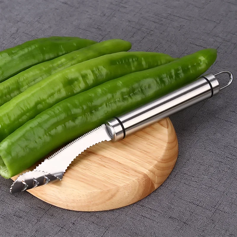 Stainless Steel Chili Cutting and Corer Household Tiger Skin Green Pepper Seeder Tomato and Tomato Corer Tool  Kitchen Gadgets