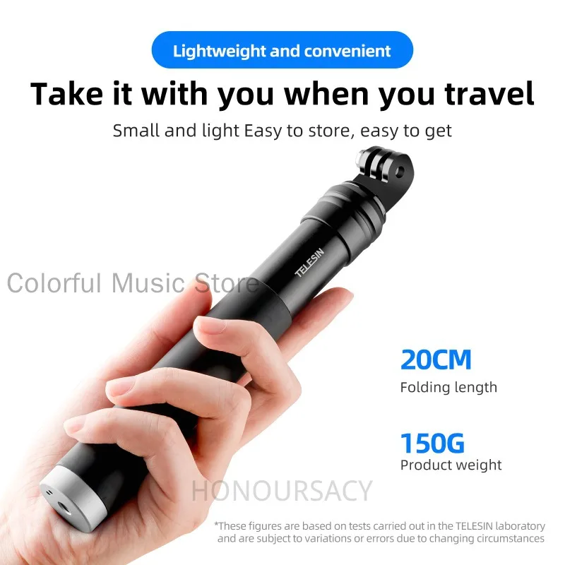NUEVO TELESIN para GoPro Selfie Stick 360 °   Trípode plegable con rotación, soporte para teléfono, monopié de aleación de aluminio para teléfono inteligente DJI Insta360