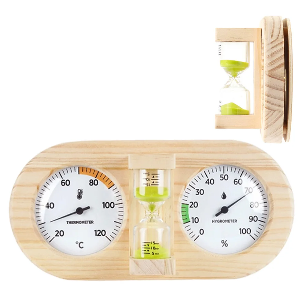 Sauna Experience 3-in-1 Hygrometer Timer Easy To Read Hygrometer Display Indoor Climate Control Glass Lens Easy-to-Read Display