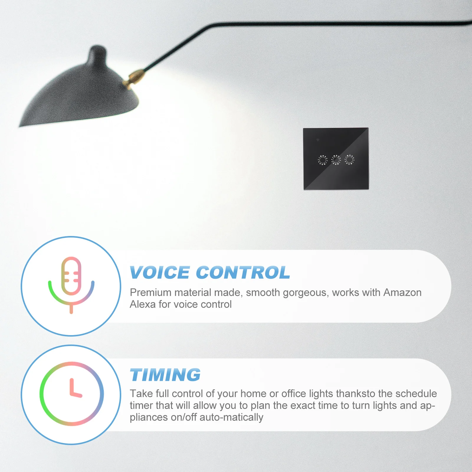 

3 Gang Wifi Wireless Touch Light Wall Panel Smart Timer Remote App Control Voice Enabled Durable