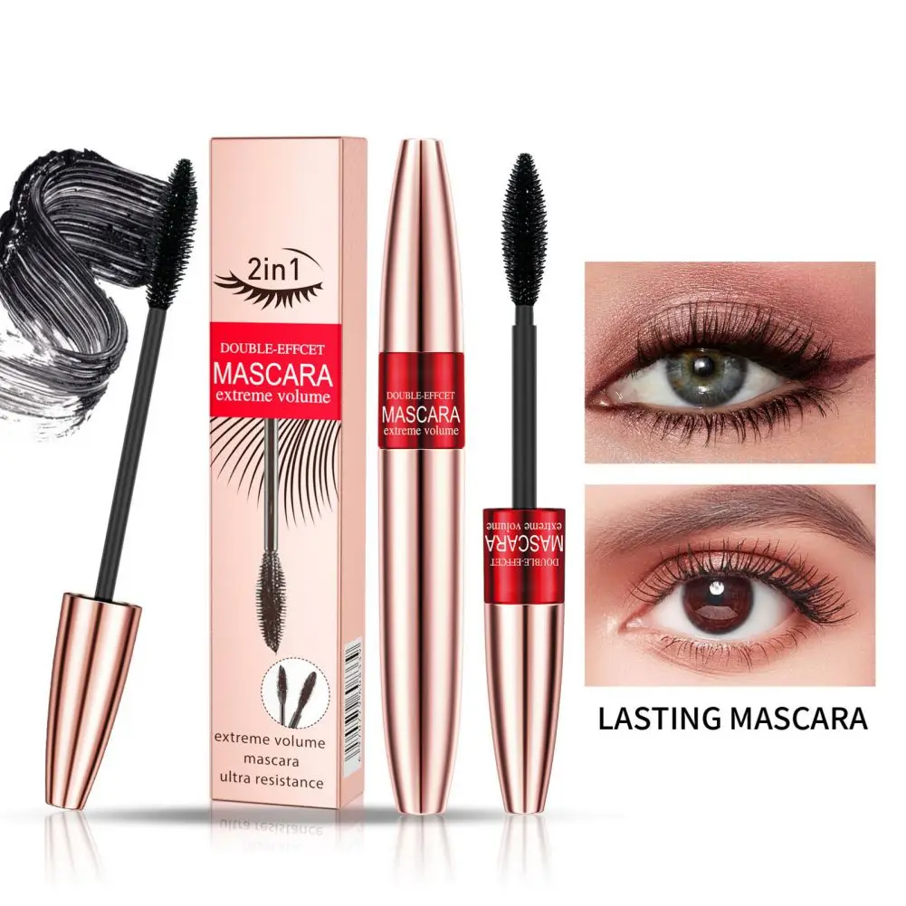 Double-Ended 4D Lengthening Curling Mascara 2 In 1 Waterproof Lashes Quick Dry Long Lasting No Clumping Styling Maquiagem