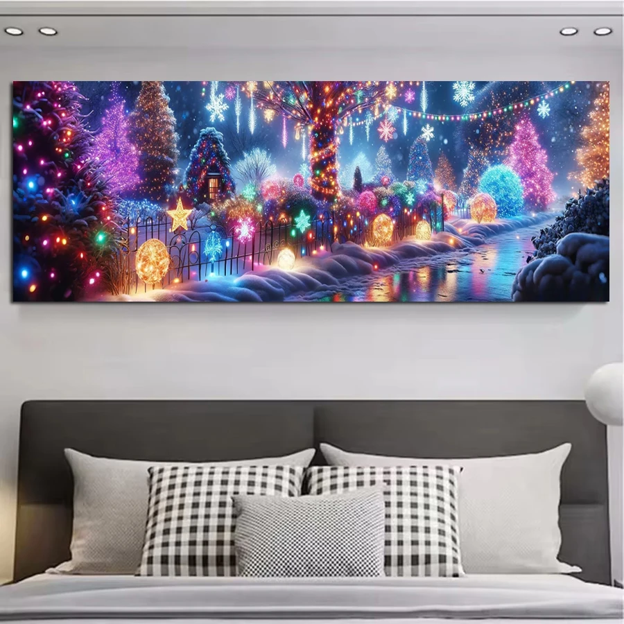 Christmas Eve Extra Large Big Size 5D Diy Diamond Art Painting Kit Scenery Full Drill Mosaic Embroidery Picture 300x100cm