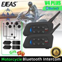 EJEAS V4 Plus Motorcycle Intercom Bluetooth Wireless Helmet Headset Group Talking for 4 Rider 1500M IP65 Waterproof FM Radio