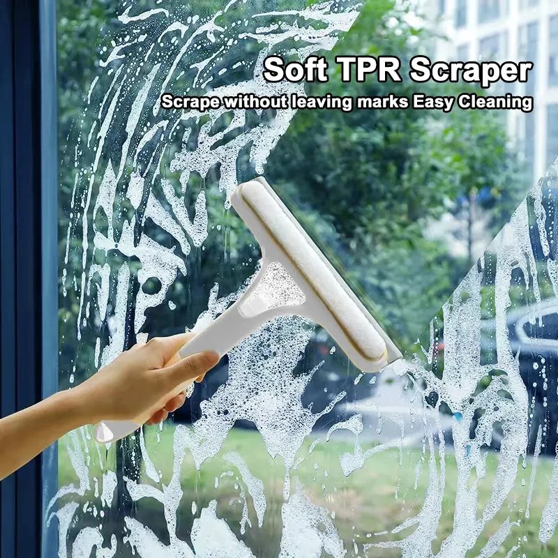 Professional 3 in 1 Window Squeegee Cleaning Tool - Streak-Free Window Washer Equipment with Spray Bottle & Microfiber Cloth, Glass Cleaner Scrubber for Shower Doors, Car
