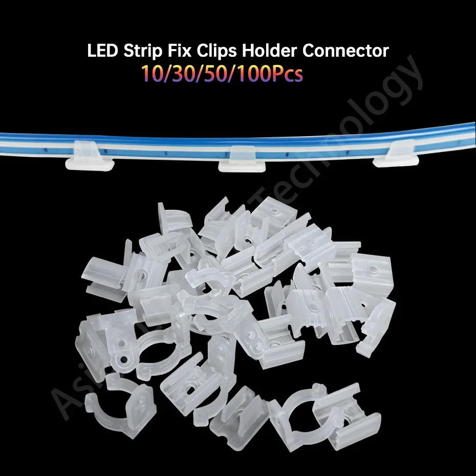 10Pcs-100Pcs Flexible LED Strip Clips Connector for 12mm 10mm 8mm 6mm 2835 5050 Neon Light Mounting with Screws Plastic Buckle