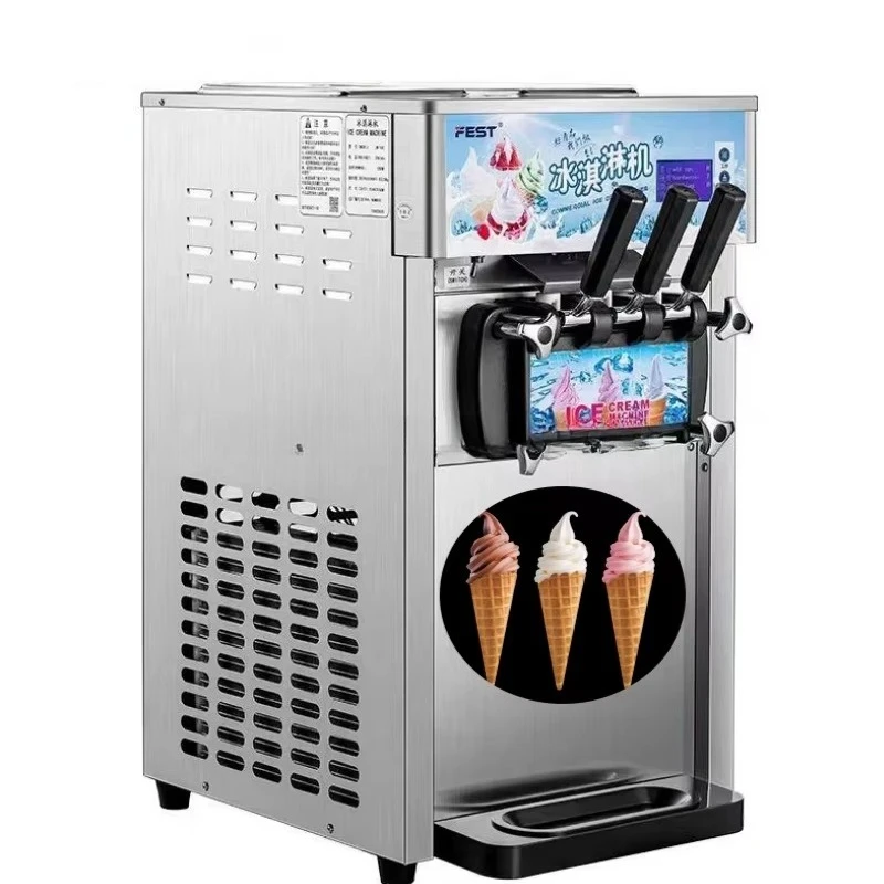 

3 Flavors Of Fully Automatic Soft Ice Cream Machine, Commercial Stainless Steel Ice Cream Machine