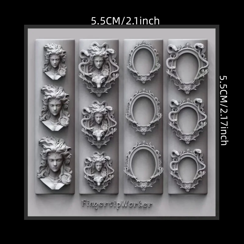 Silikon-Nagelkunstform Medusa 3D Schlangenkopf Fotorahmen Nageldekoration DIY Künstlerische Kreativität Retro-Stil Nagelkunstform – Detail 5