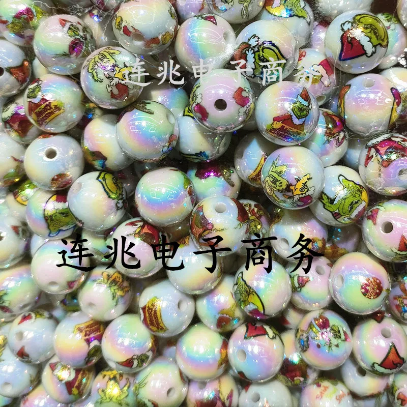 5pcs cartoon anime acrylic beads white background printed beads for diy jewelry making bracelets materials