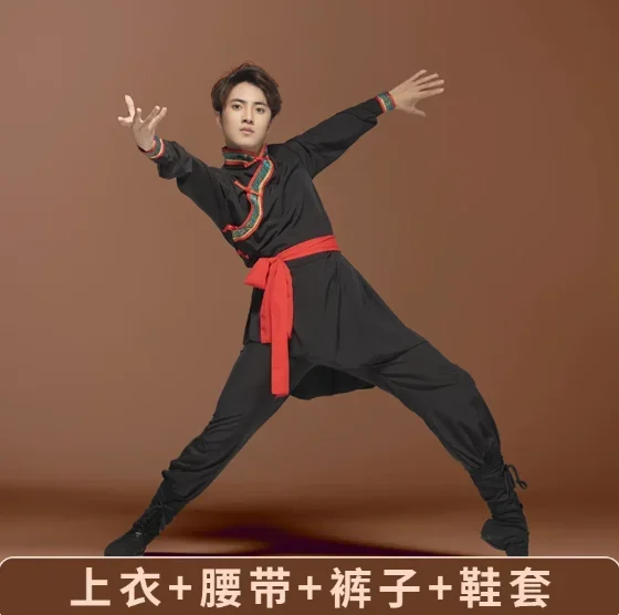 Costume de danse d'équitation de cheval mongole chinois, Costume de spectacle sur scène pour hommes