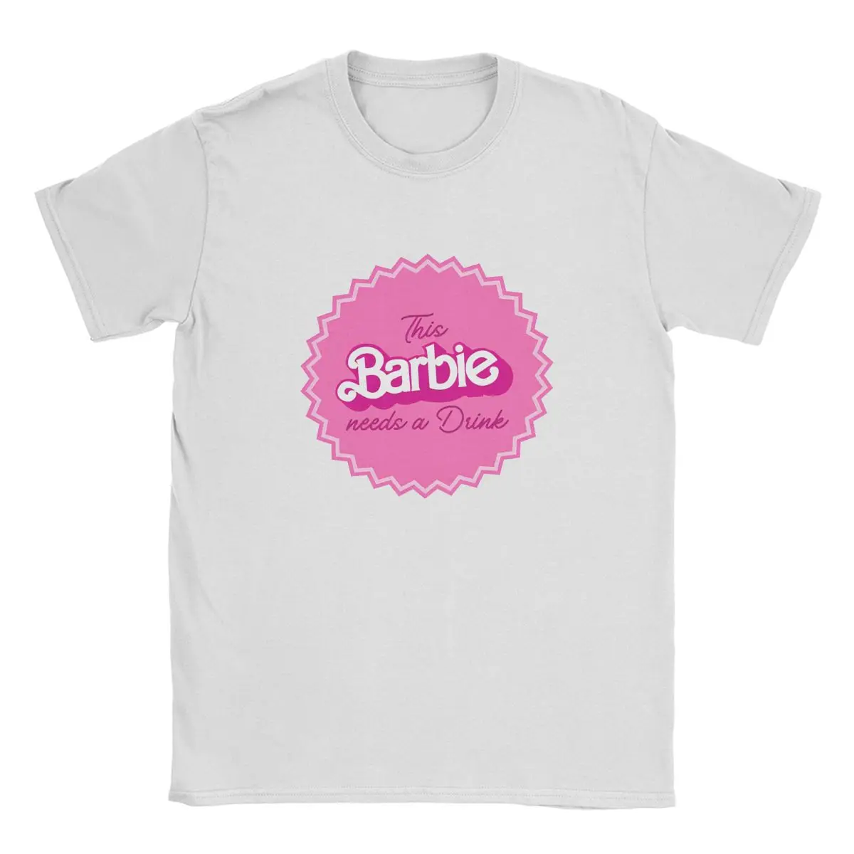 This Barbie Needs A Drink T-Shirt for Men Vintage 100% Cotton Tee Shirt Round Neck Short Sleeve T Shirts Summer Clothing