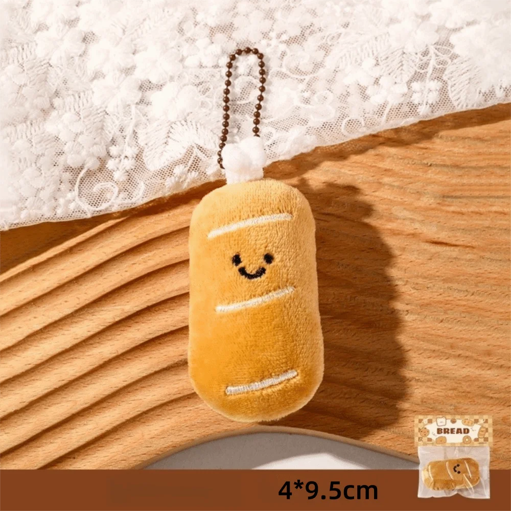 Porte-clés pendentifs en peluche créatifs, poupées de petits pain de dessin animé, pendentifs de sacs, accessoires de sac à dos pour fille