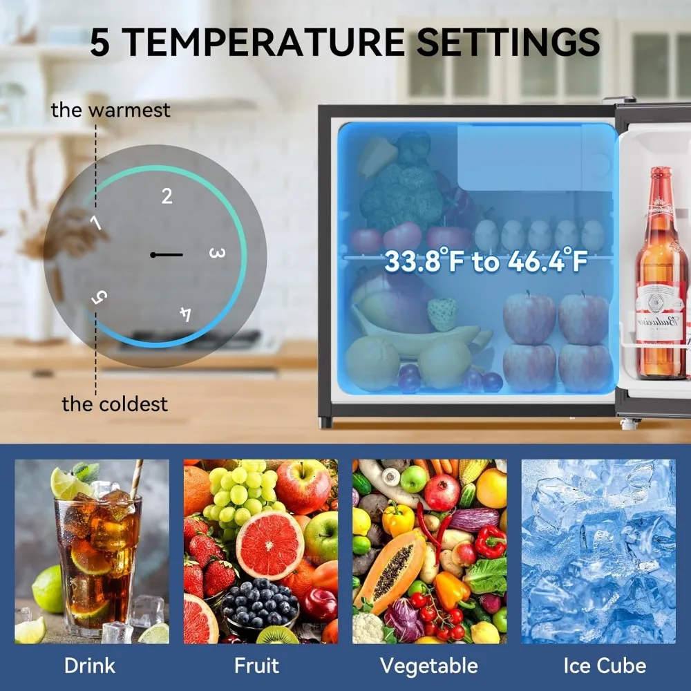 Small Refrigerator, 1.6 Cu.Ft Mini Fridge With Freezer, Mini Fridge With Office, Energy Saving