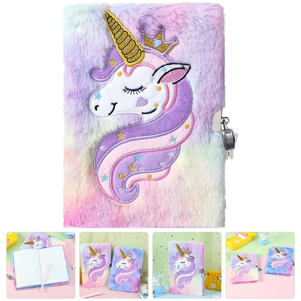 Diary with Lock Notepads Lockable Girls Notebook Journal for Key Students Stationery Kids Paper Child Travel Fluffy