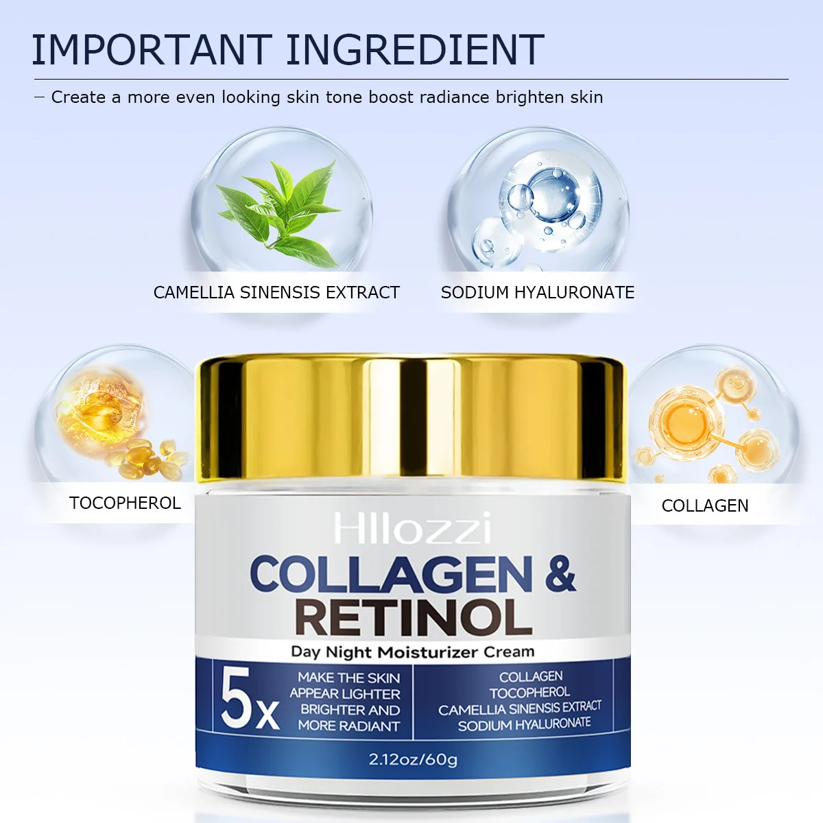 

5x COLLAGEN& RETINOL Day Night Moisturizer Cream for Face Anti-Wrinkle Fine Lines Lifting Firming Facial Care