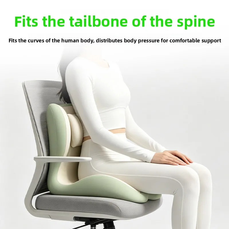 Memory Foam Seat Cushion Wedge with Lumbar Support, Anti-Slip