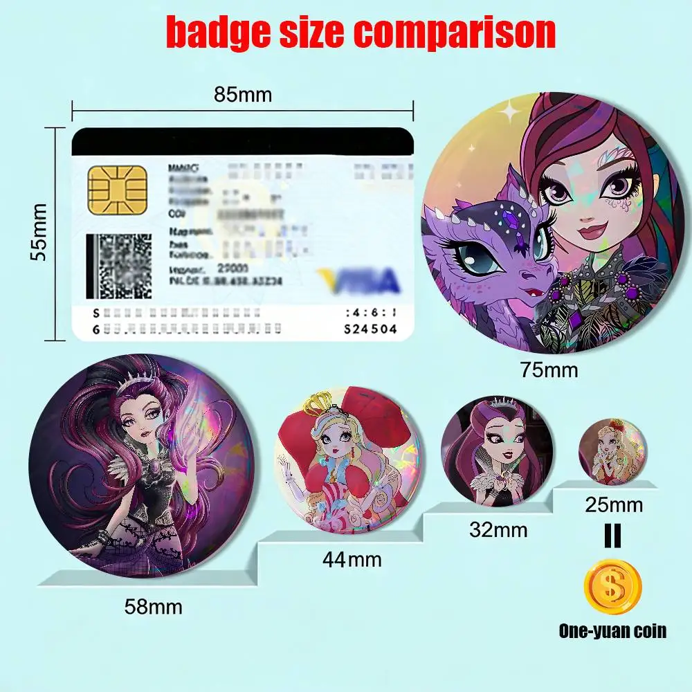 Apple White Raven Queen EAH Laser reflective round badges pins bag clothing decorations collectibles gifts for friends